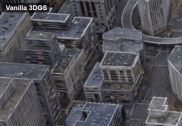 Scene 1 focused comparison between Vanilla 3DGS and TideGS