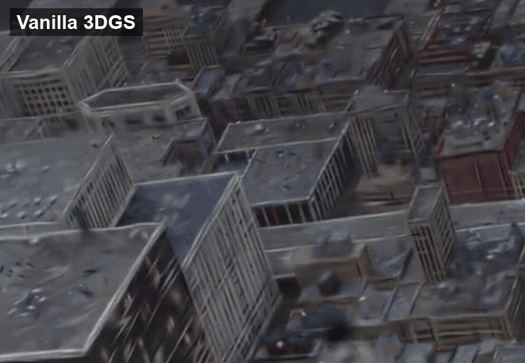 Scene 2 focused comparison between Vanilla 3DGS and TideGS