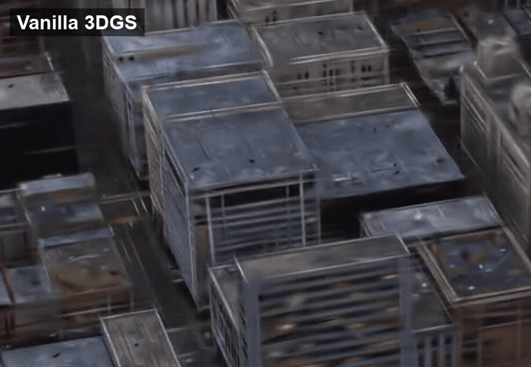 Scene 4 focused comparison between Vanilla 3DGS and TideGS